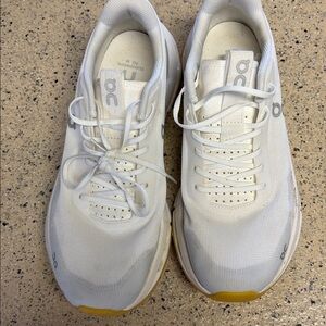 On cloud White and Yellow Athletic Sneakers